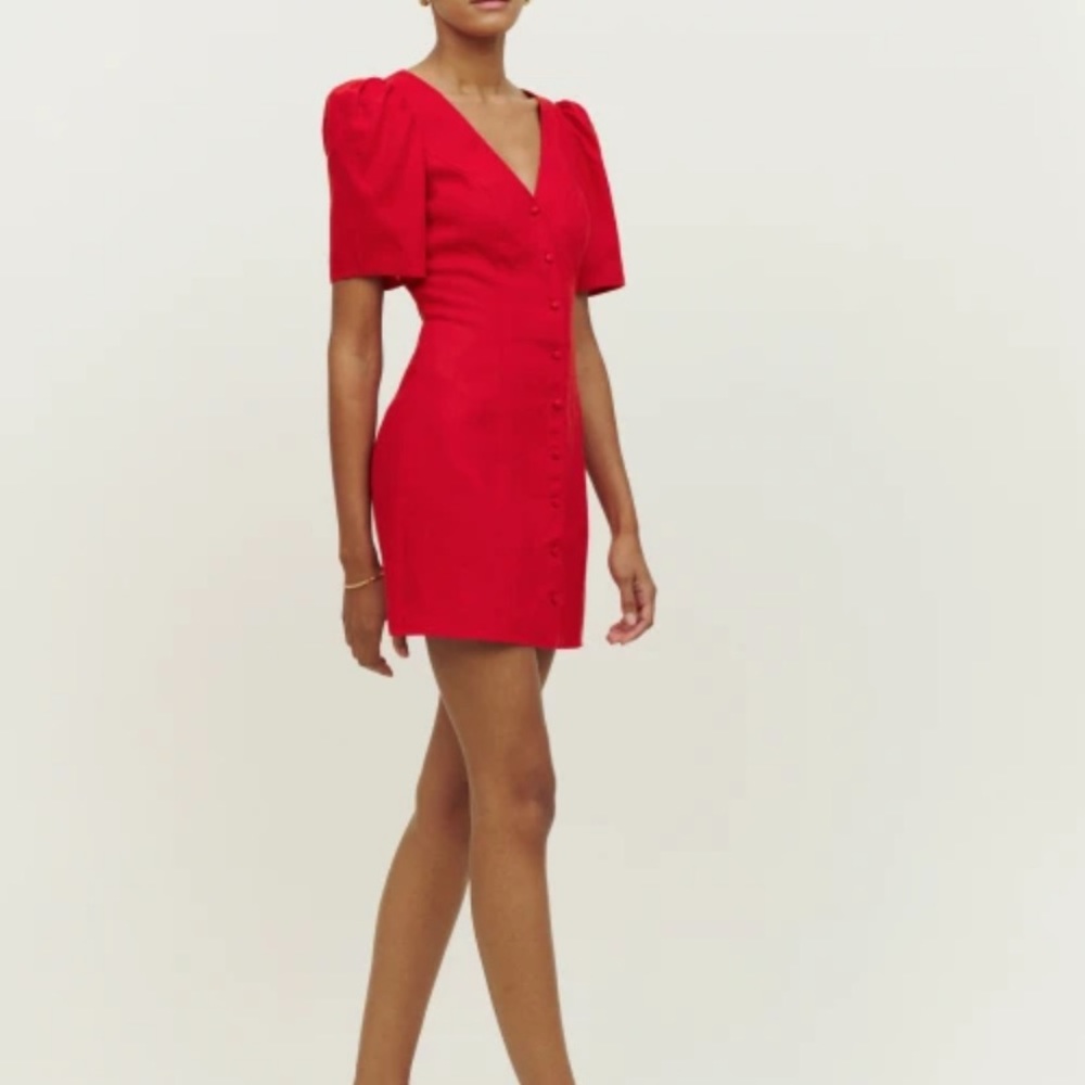 Reformation red linen dress